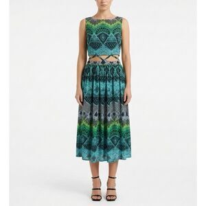 Mara Hoffman Geometric Tribal Cutout Midi Dress Blue Green Boho Festival 6